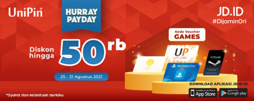 Diskon Rp 50.000 untuk Voucher Game di Hurray Payday JDID!